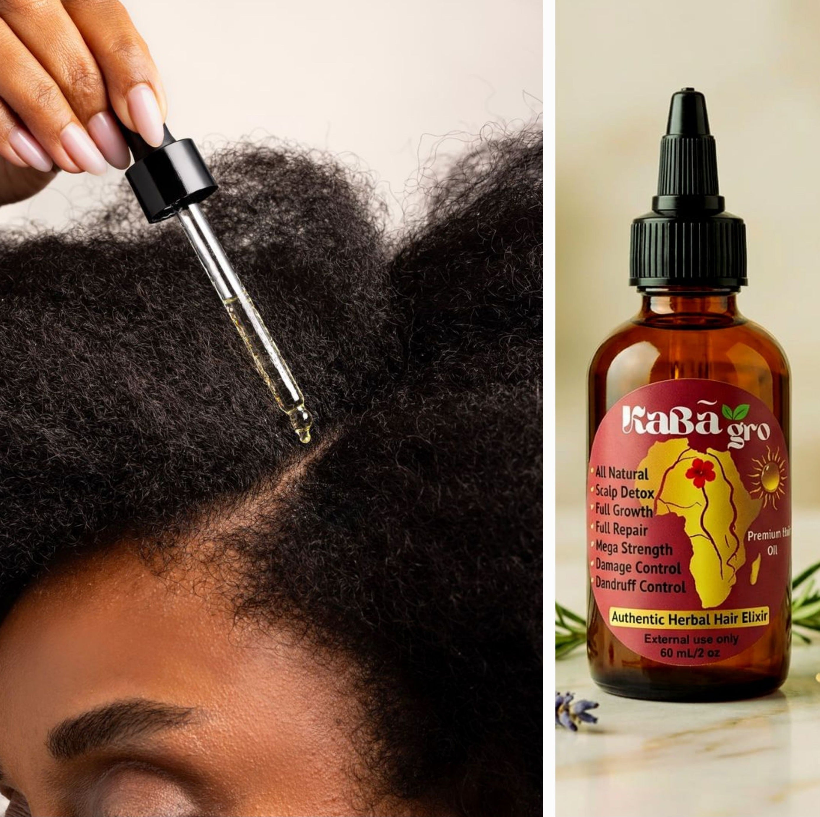 KABA GRO huile capillaire : Élixir de traitement premium contre la chute des cheveux